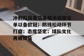 金年会下载-包含冲刺阶段奥兰多魔术调整名单以备欧冠;防线松动环节打磨;态度坚定;球队文化再被提及的词条